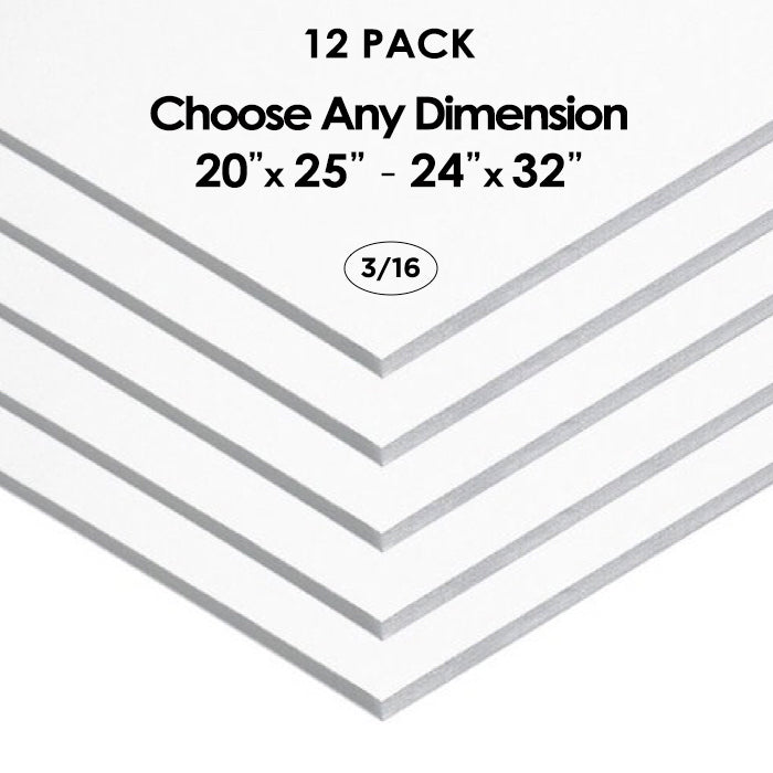 3/16" White Foam Board Custom Cut 12 Packs
