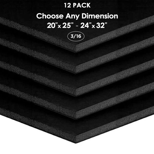 3/16" Black Foam Board Custom Cut 12 Packs