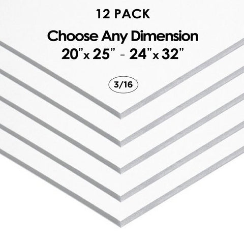 3/16" White Foam Board Custom Cut 12 Packs