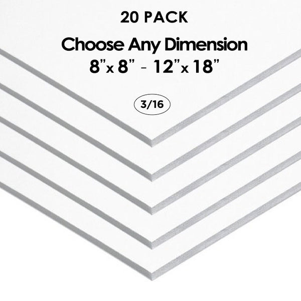 3/16" White Foam Board Custom Cut 20 Packs