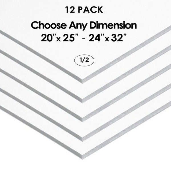 1/2" White Foam Board Custom Cut 12 Packs